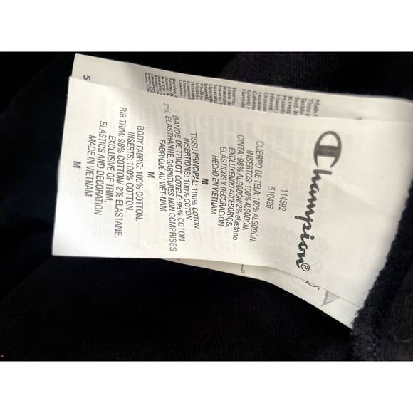 Champion Hooded Zip Up Jacket Black Silver Metallic Pipeline Detail Size Medium - Picture 6 of 8